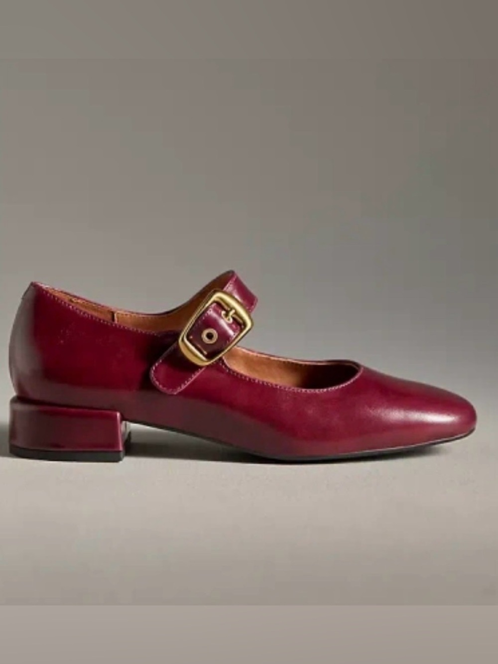 Maeve Burgundy Mary Jane Block Heel Mule